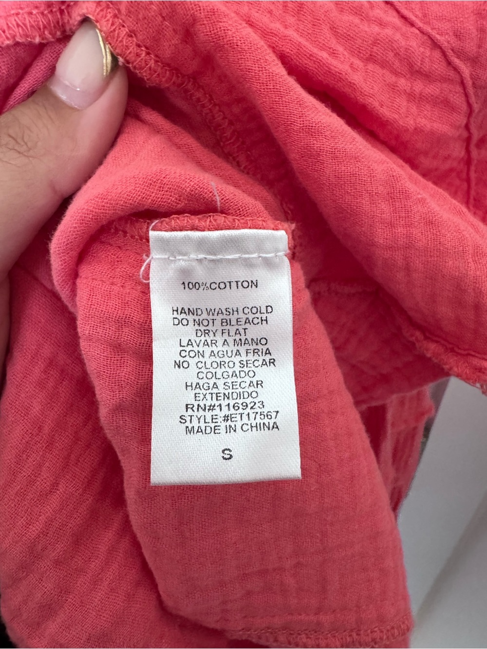 Easel women’s coral pink fringe distressed oversized cotton - Picture 3 of 5
